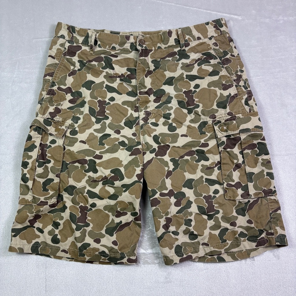 Levi's Shorts Cargo Mens 38 Green Brown Duck Camo Camouflage Pockets White Tab